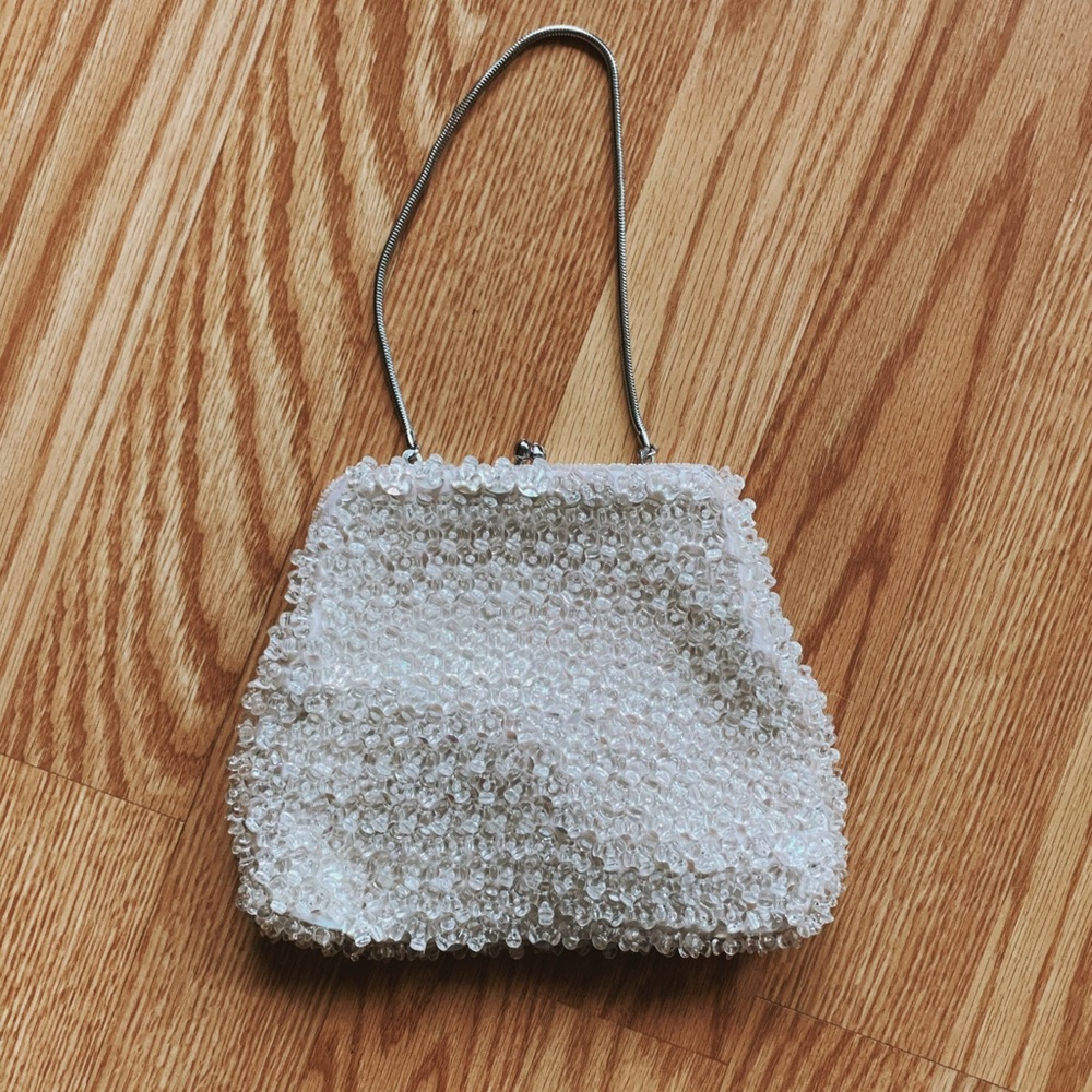 Vintage mini handbag with crystal breads